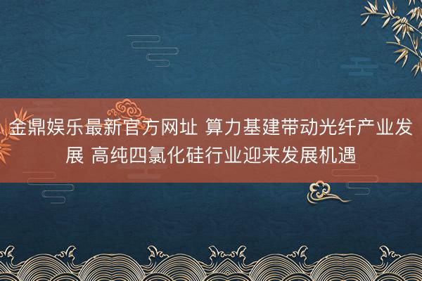 金鼎娱乐最新官方网址 算力基建带动光纤产业发展 高纯四氯化硅行业迎来发展机遇