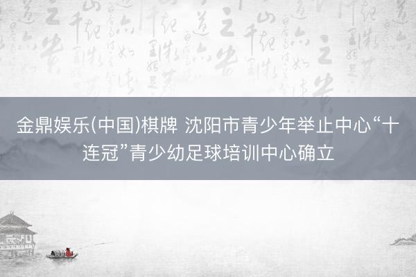 金鼎娱乐(中国)棋牌 沈阳市青少年举止中心“十连冠”青少幼足球培训中心确立