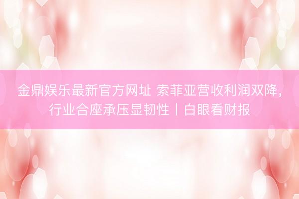 金鼎娱乐最新官方网址 索菲亚营收利润双降，行业合座承压显韧性丨白眼看财报